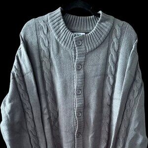 Qualfort Men's Cableknit XXL grey sweater